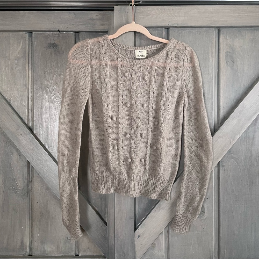 Pins and Needles lightweight open weave Pom Pom pullover mohair sweater S